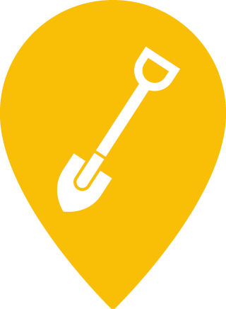 A Yellow pin icon showing a spade to represent a digging alert